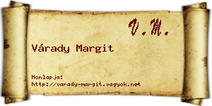 Várady Margit névjegykártya